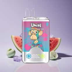 Philippines Wholesaler Uwin Crystal Twins Dual Flavor 40000 Puffs 32ml Rechargeable Watermelon Ice Mixed Berries